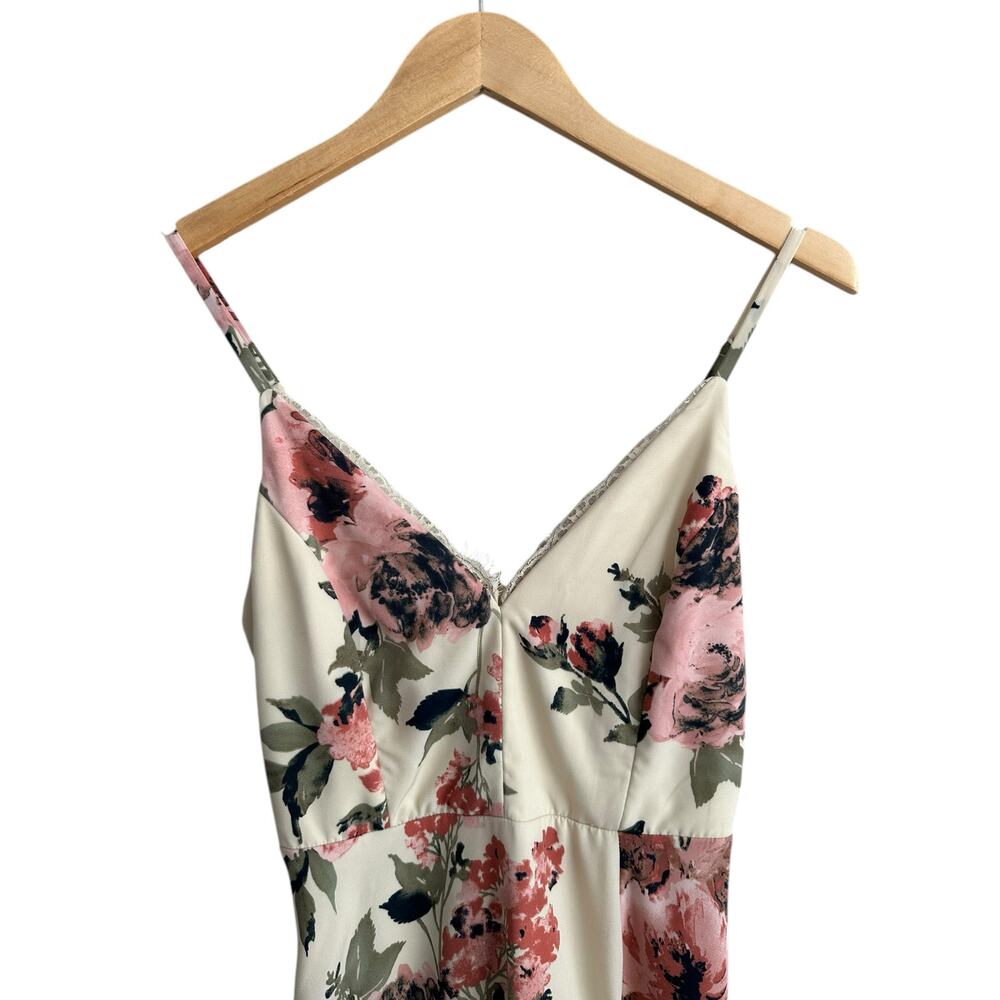 Lulus Emilee Cream Floral Print Spaghetti Strap Midi Dress Size XS - Picture 6 of 11
